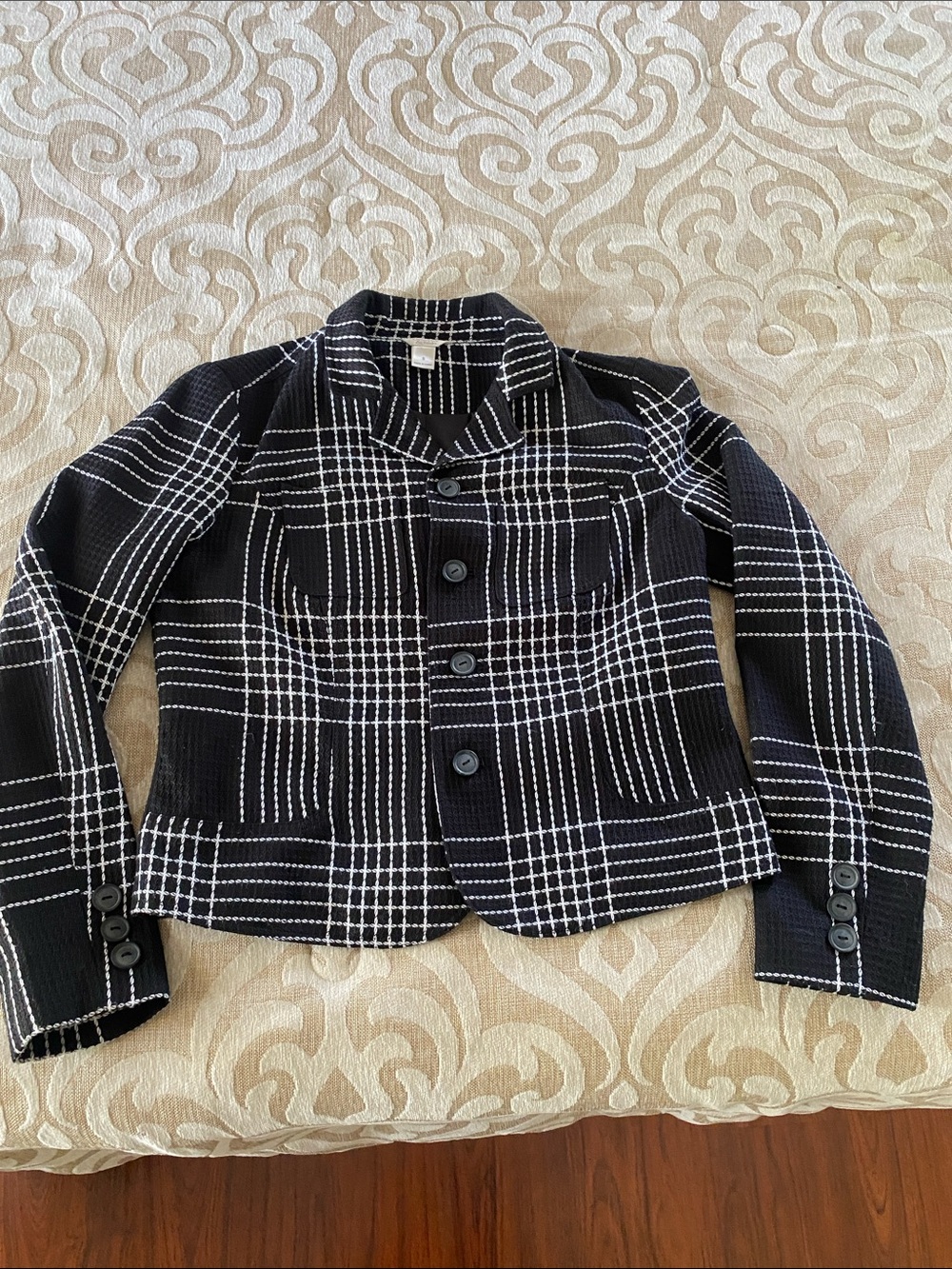 Christopher & Banks Black White Plaid Jacket Size S - Picture 4 of 9